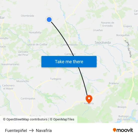 Fuentepiñel to Navafría map