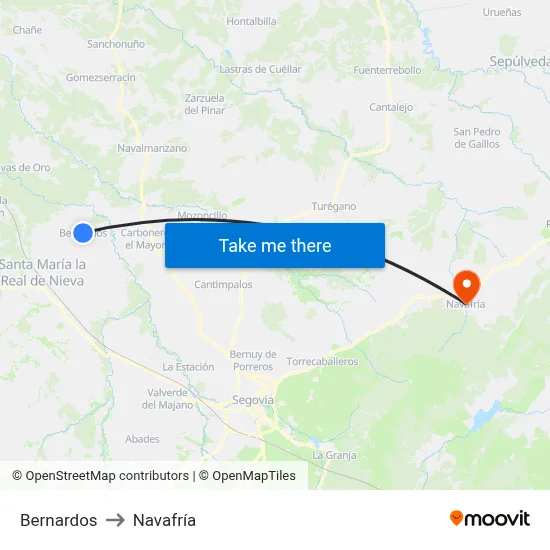 Bernardos to Navafría map