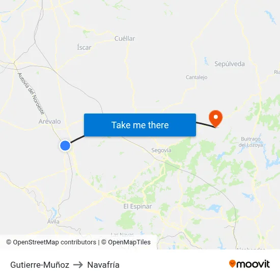 Gutierre-Muñoz to Navafría map