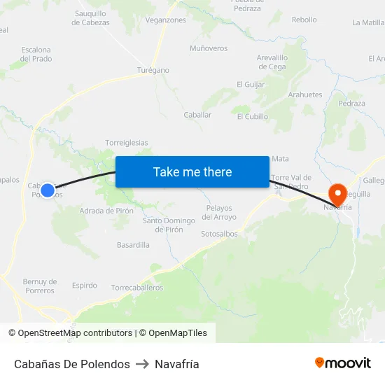 Cabañas De Polendos to Navafría map