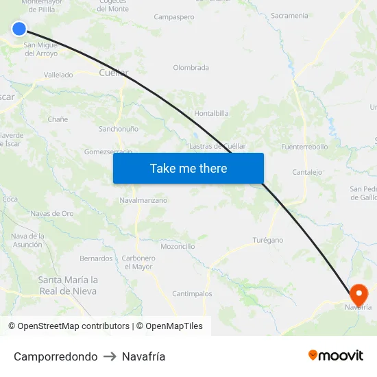 Camporredondo to Navafría map