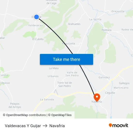 Valdevacas Y Guijar to Navafría map