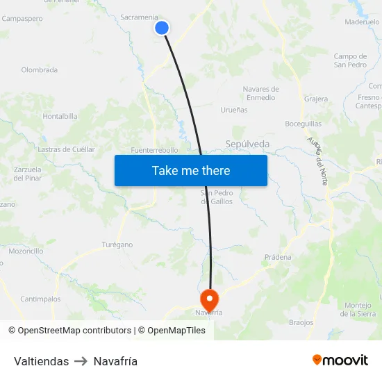 Valtiendas to Navafría map