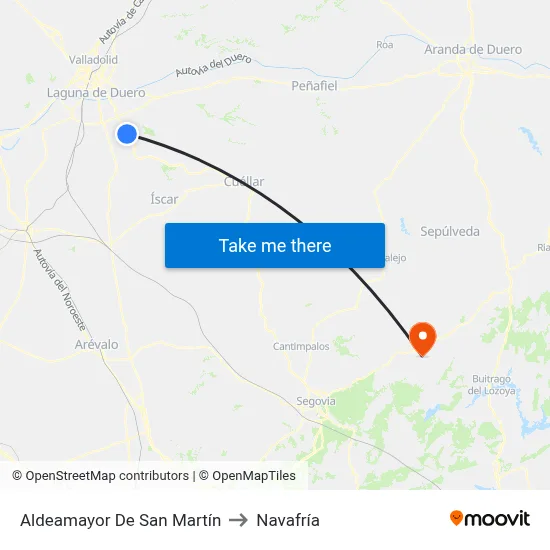 Aldeamayor De San Martín to Navafría map