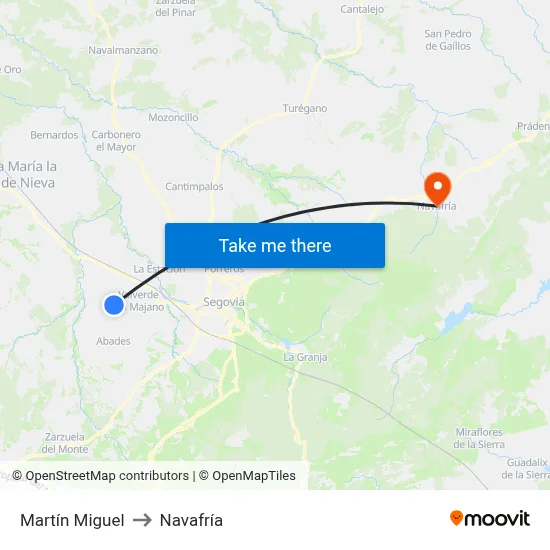 Martín Miguel to Navafría map