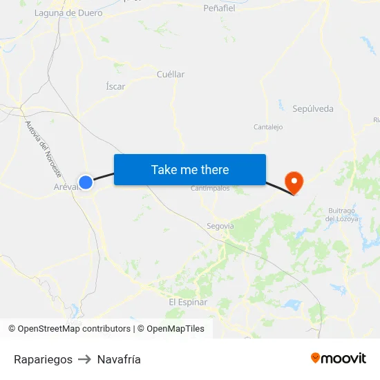 Rapariegos to Navafría map