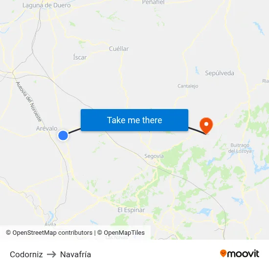 Codorniz to Navafría map