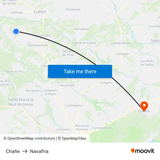 Chañe to Navafría map