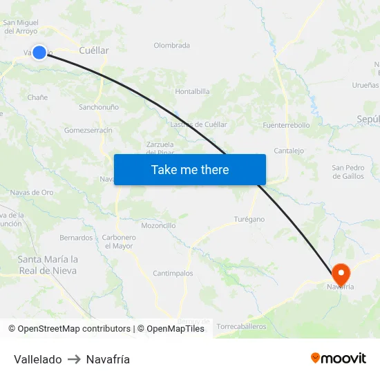 Vallelado to Navafría map