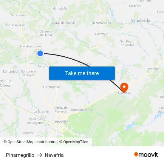 Pinarnegrillo to Navafría map