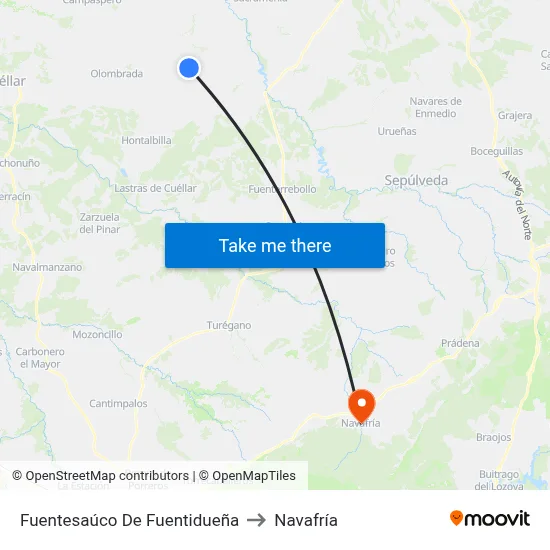 Fuentesaúco De Fuentidueña to Navafría map