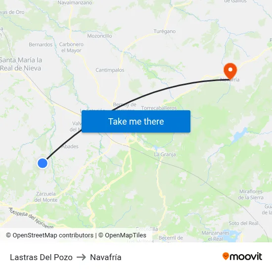 Lastras Del Pozo to Navafría map