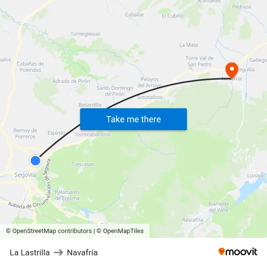 La Lastrilla to Navafría map