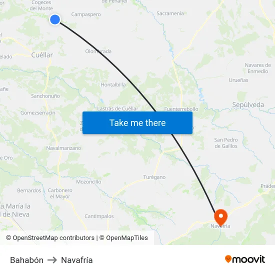 Bahabón to Navafría map