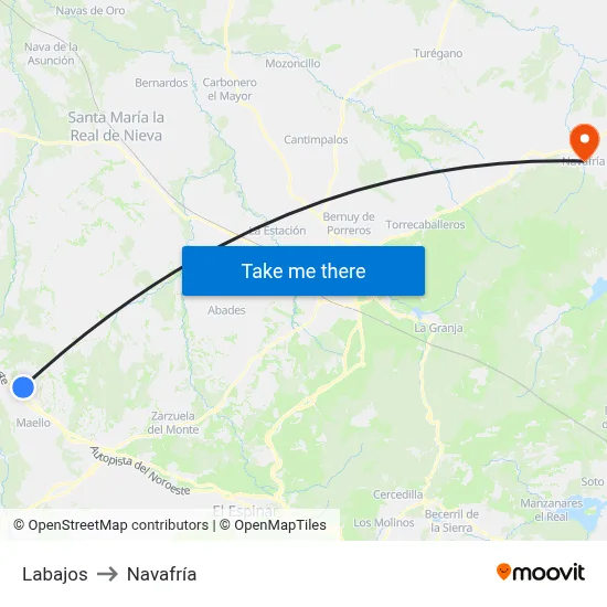 Labajos to Navafría map
