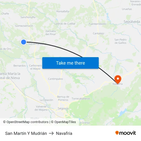 San Martín Y Mudrián to Navafría map