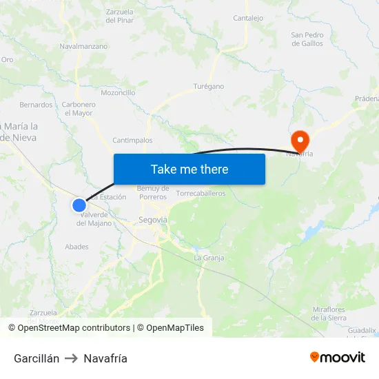 Garcillán to Navafría map