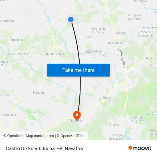 Castro De Fuentidueña to Navafría map