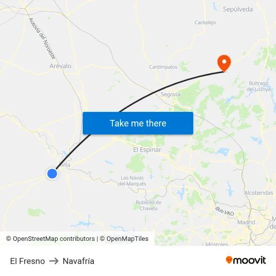 El Fresno to Navafría map
