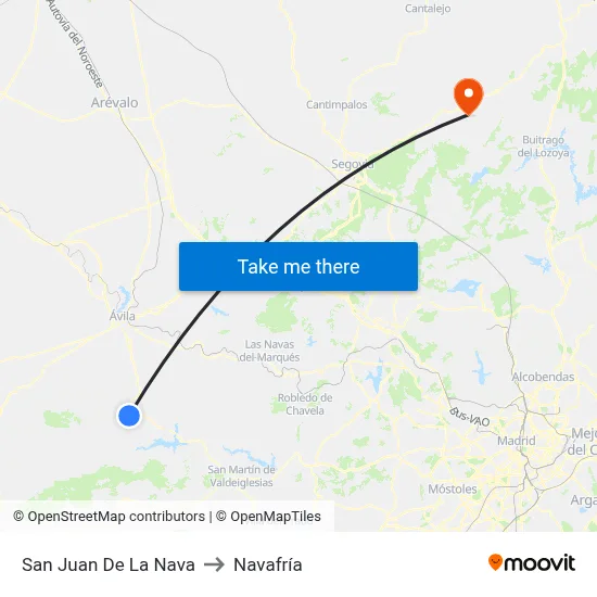 San Juan De La Nava to Navafría map
