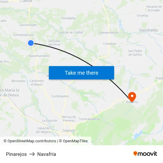 Pinarejos to Navafría map