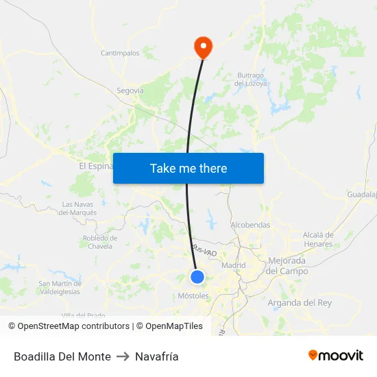 Boadilla Del Monte to Navafría map