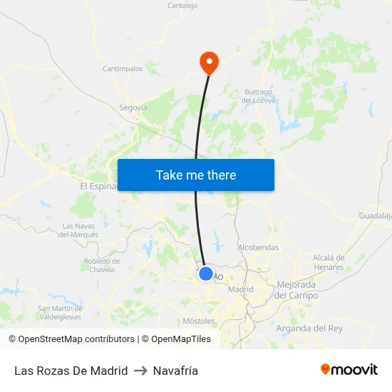 Las Rozas De Madrid to Navafría map
