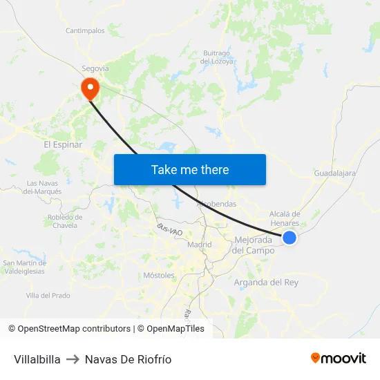 Villalbilla to Navas De Riofrío map