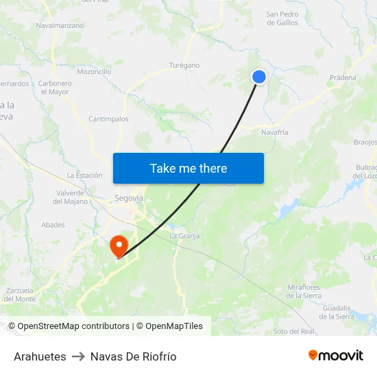Arahuetes to Navas De Riofrío map