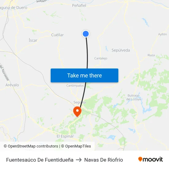 Fuentesaúco De Fuentidueña to Navas De Riofrío map
