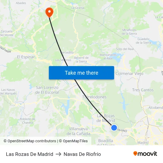 Las Rozas De Madrid to Navas De Riofrío map