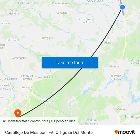 Castillejo De Mesleón to Ortigosa Del Monte map