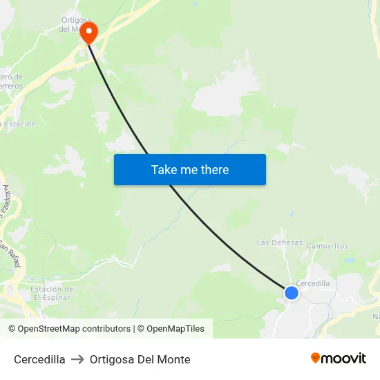 Cercedilla to Ortigosa Del Monte map