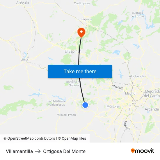 Villamantilla to Ortigosa Del Monte map