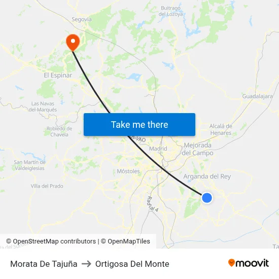 Morata De Tajuña to Ortigosa Del Monte map