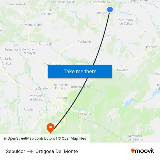 Sebúlcor to Ortigosa Del Monte map