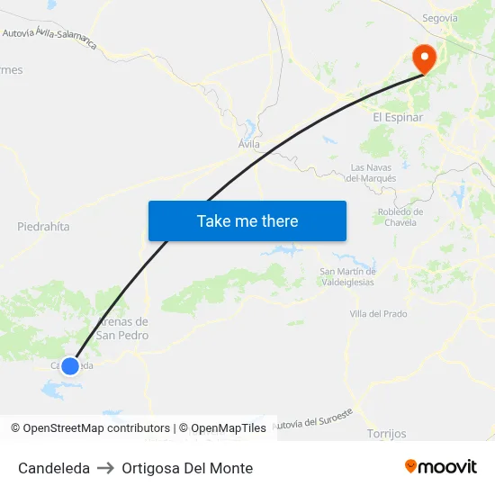 Candeleda to Ortigosa Del Monte map