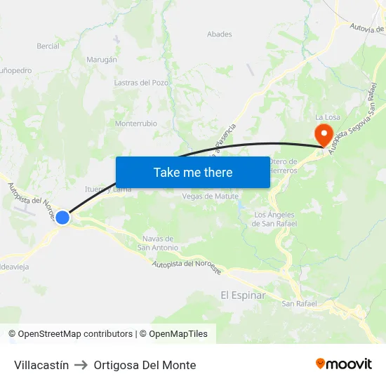 Villacastín to Ortigosa Del Monte map