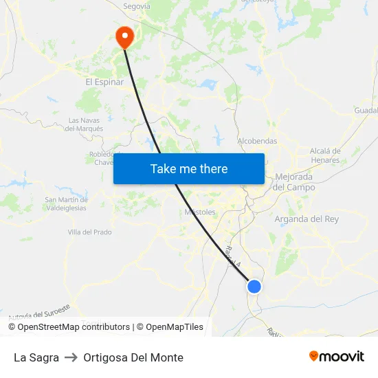 La Sagra to Ortigosa Del Monte map