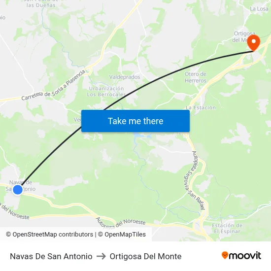 Navas De San Antonio to Ortigosa Del Monte map