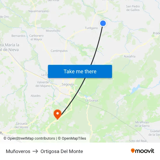 Muñoveros to Ortigosa Del Monte map