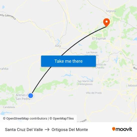 Santa Cruz Del Valle to Ortigosa Del Monte map