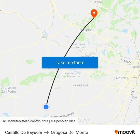 Castillo De Bayuela to Ortigosa Del Monte map