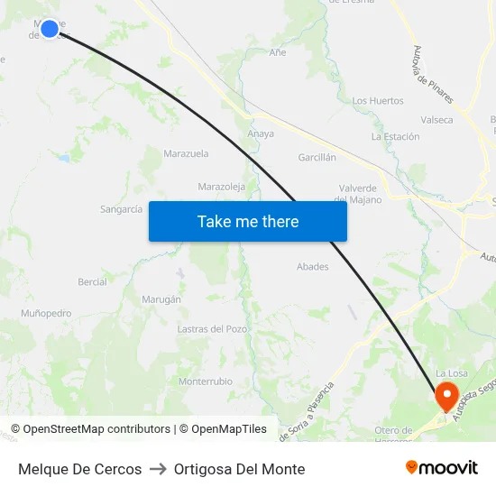 Melque De Cercos to Ortigosa Del Monte map