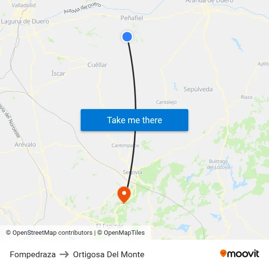Fompedraza to Ortigosa Del Monte map