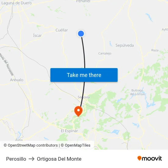 Perosillo to Ortigosa Del Monte map