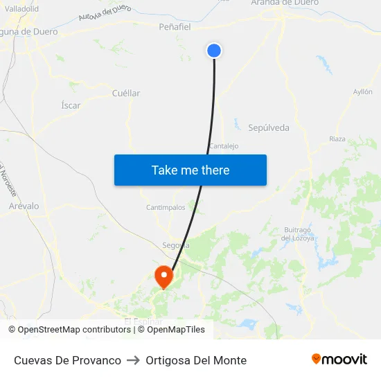 Cuevas De Provanco to Ortigosa Del Monte map