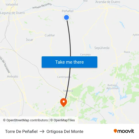 Torre De Peñafiel to Ortigosa Del Monte map