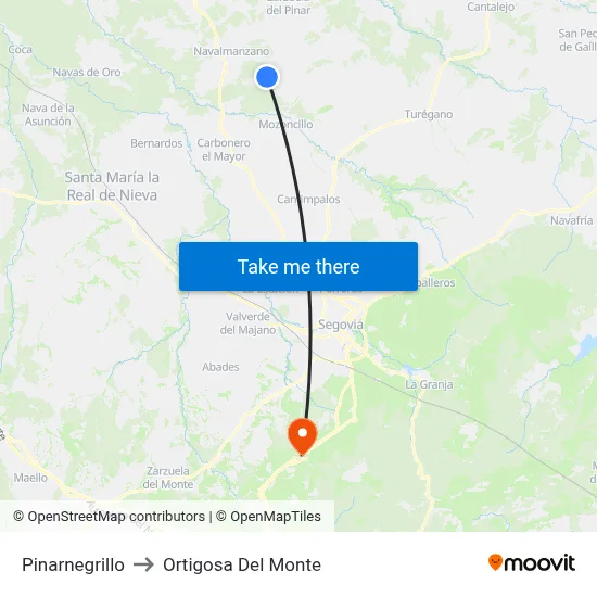 Pinarnegrillo to Ortigosa Del Monte map