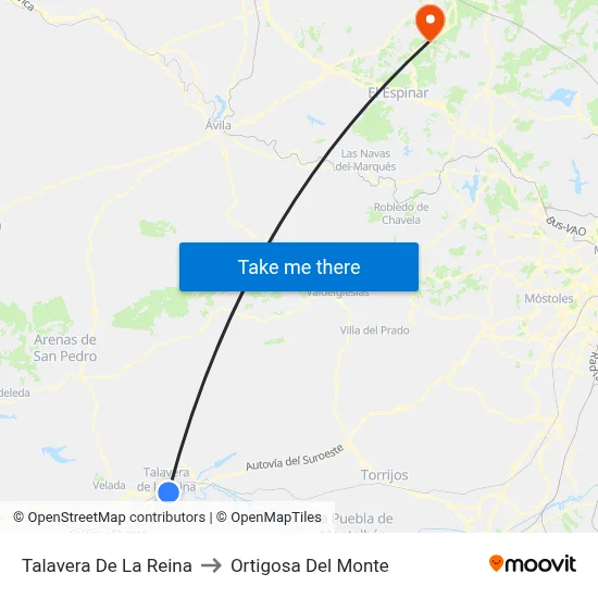Talavera De La Reina to Ortigosa Del Monte map